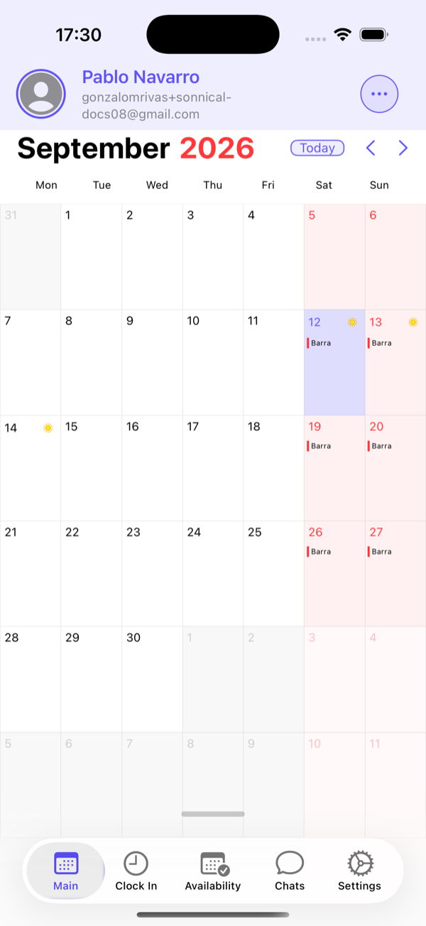 A freelancer sees the Availability tab instead of Request.