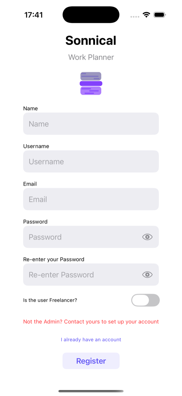 Email sign-up: name, username, email and password.