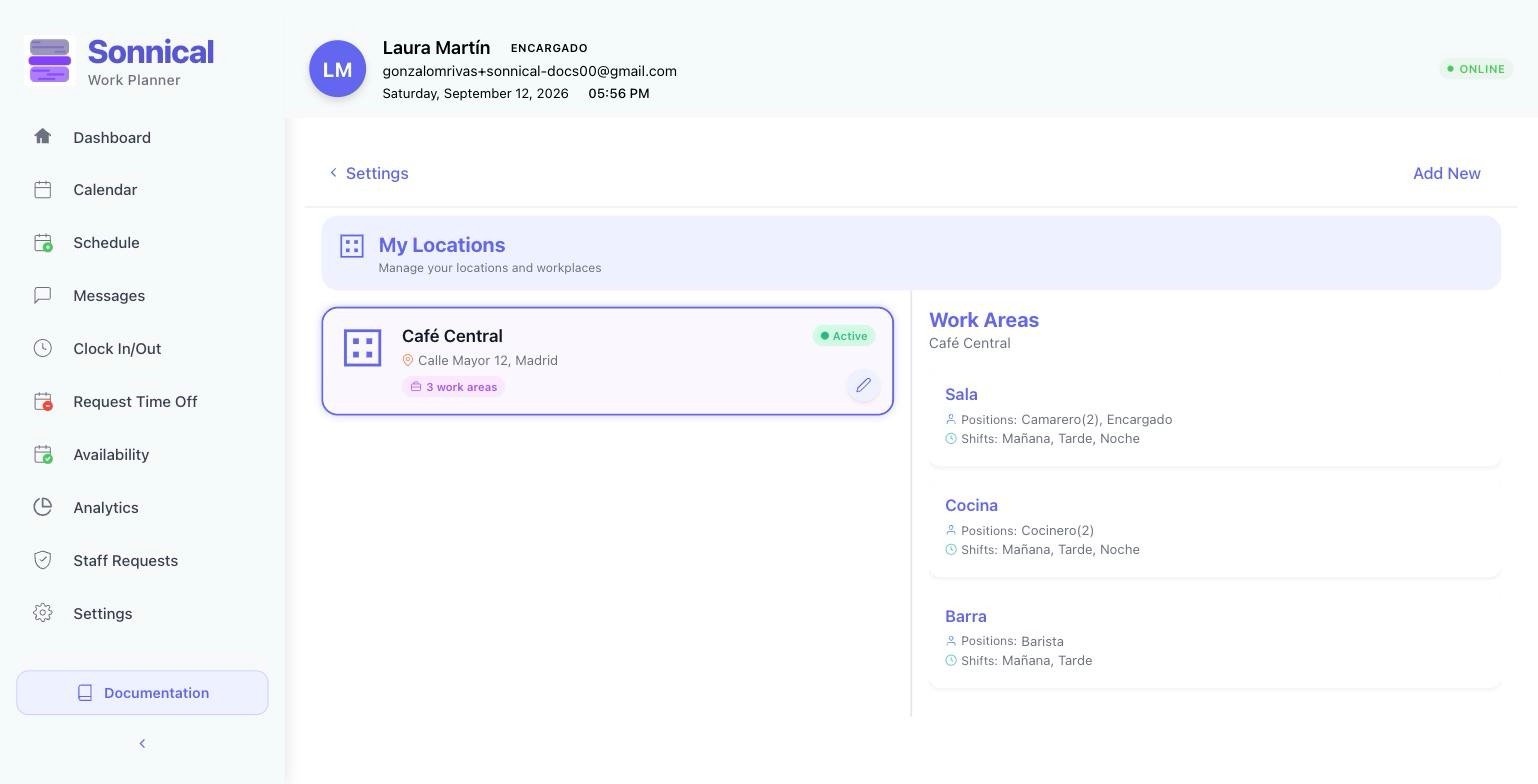 On the web: locations and areas.