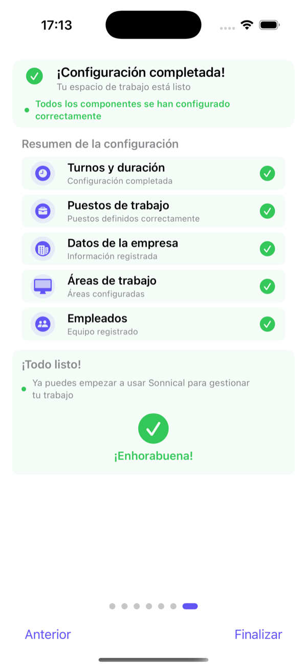 Fin del asistente: ya puedes usar Sonnical.